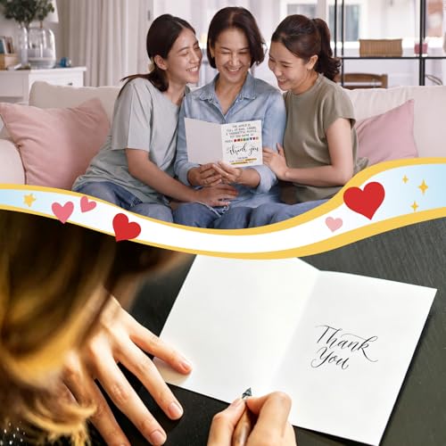 Image of Sabary 24 Set Lovely Thank You Cards with Envelope, Birthday Appreciation | 8 x 5.3 Inch Appreciation Greeting Card, Thank You for Being Your Incredible Self, Coworker Friend Teacher Student Xmas Gift