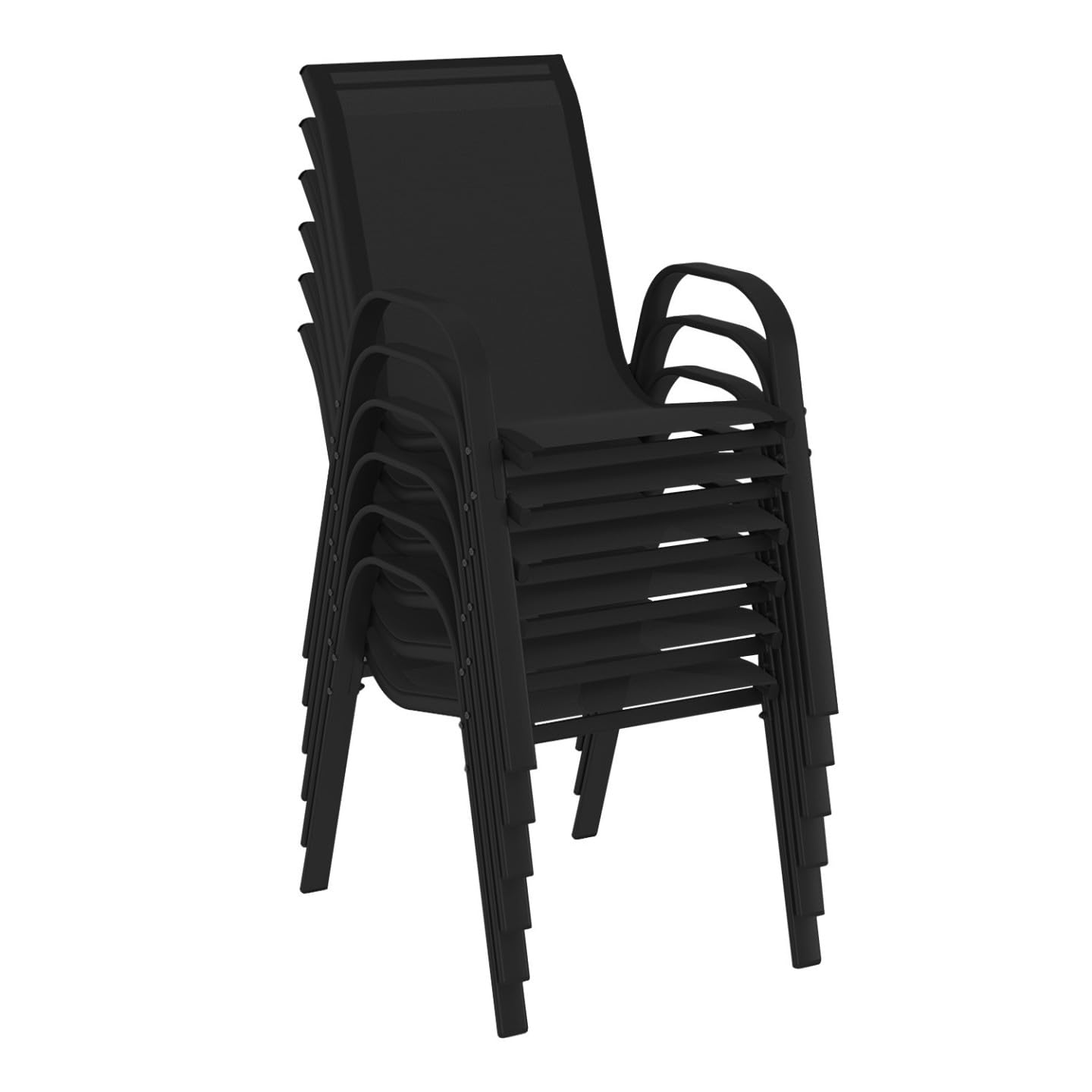 IDMarket – Salón de jardín Madrid Mesa 190 CM y 8 sillas apilables negras