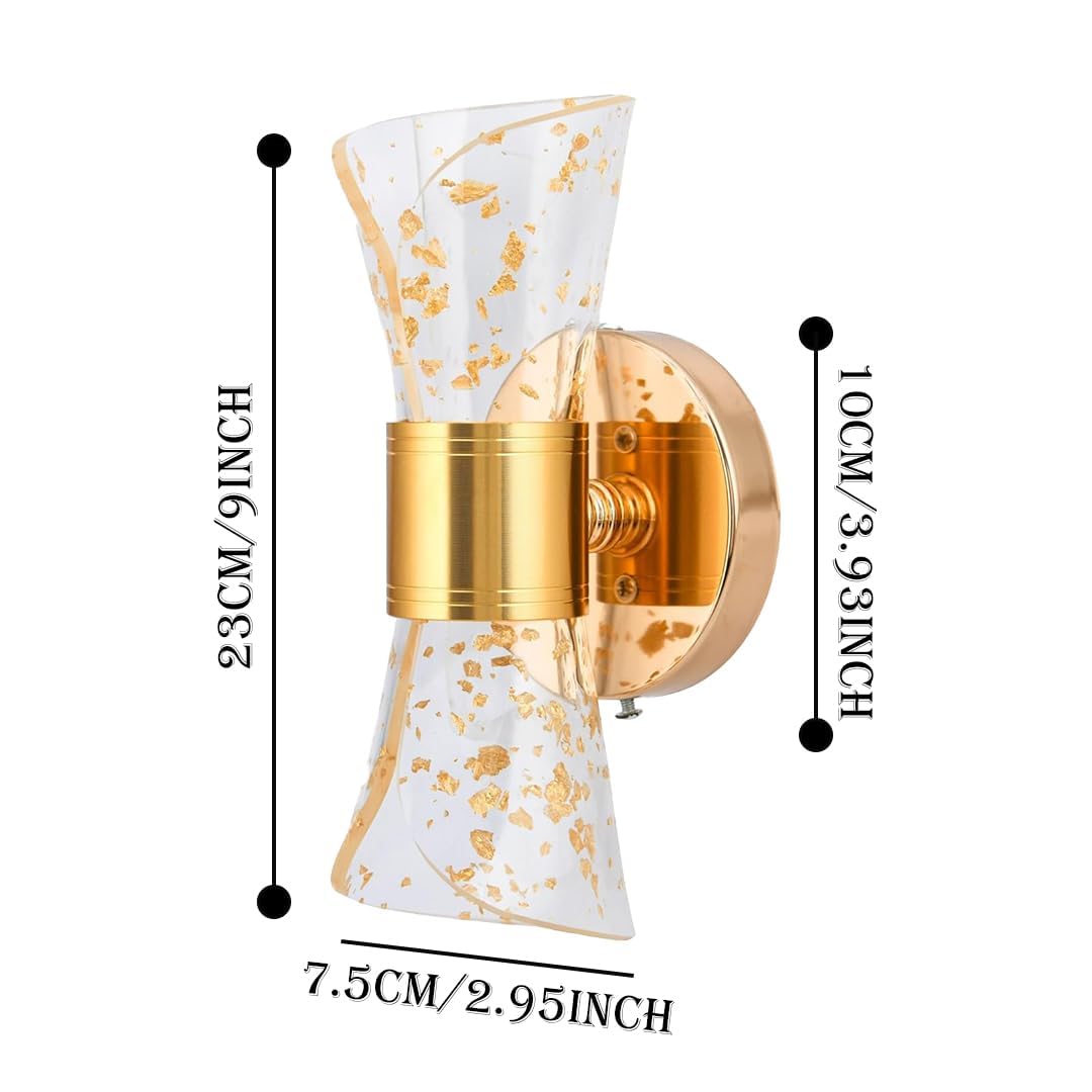Gold Crystal LED Wall Lights - 2 Pack, Color Changing -4