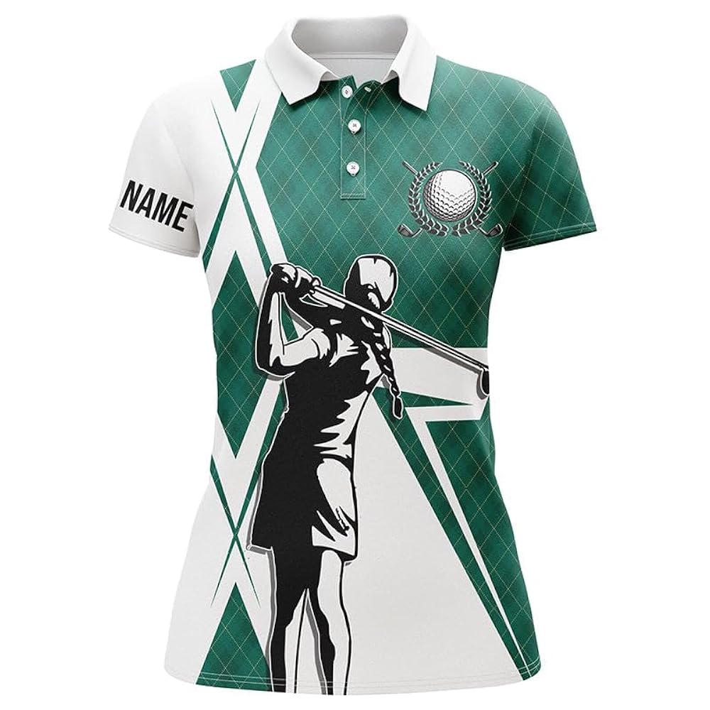 Amazon.com: White Women Golf Polo Shirt Custom Green Argyle Amazon.com: White Women Golf Polo Shirt Custom Green Argyle