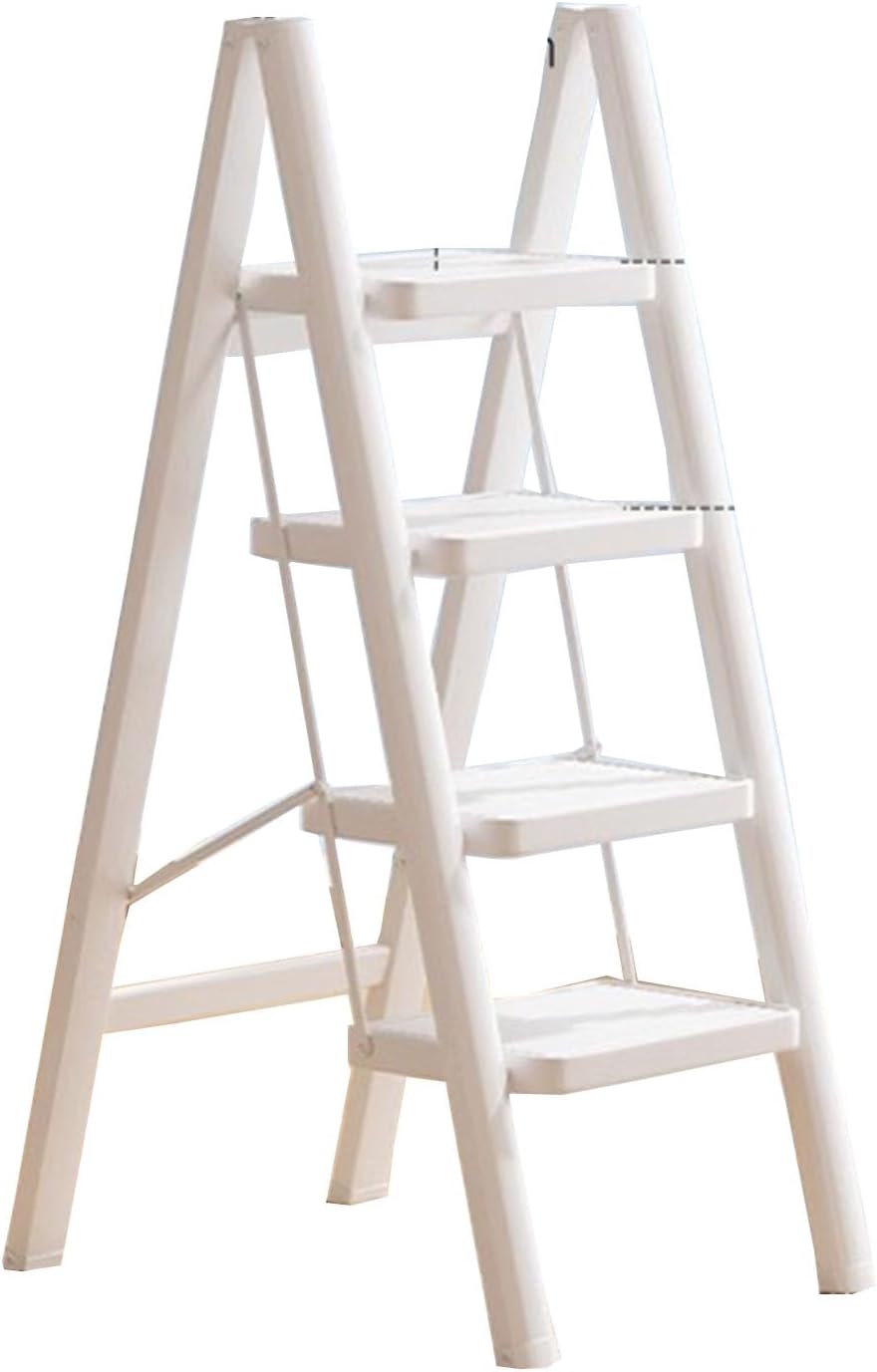 Herringbone Ladder, Household Ladder Multi-Functional Ladder Indoor Thickened Pipe Strong Bearing,red (White)