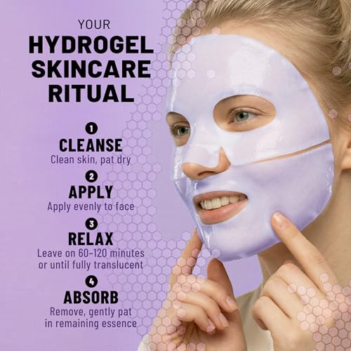 Image of TOLEVITA Bakuchiol & Niacinamide Bio-Collagen Face Mask for Smoothing & Renewing - 6 Pack, Overnight Hydrogel Mask for All Skin Types (Purple)