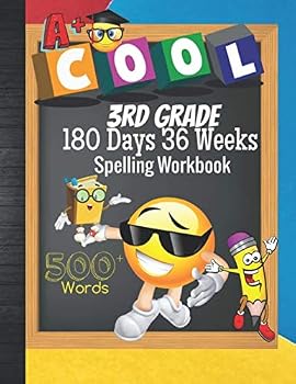 3rd Grade 180 Days 36 Weeks Spelling Workbook 500+ Words : Cool Emoji Third Grader Vocab Word List Curriculum Worksheets: Unscramble Words, WordSearch, Handwriting, Multiple Choice Quiz, Blank Testing