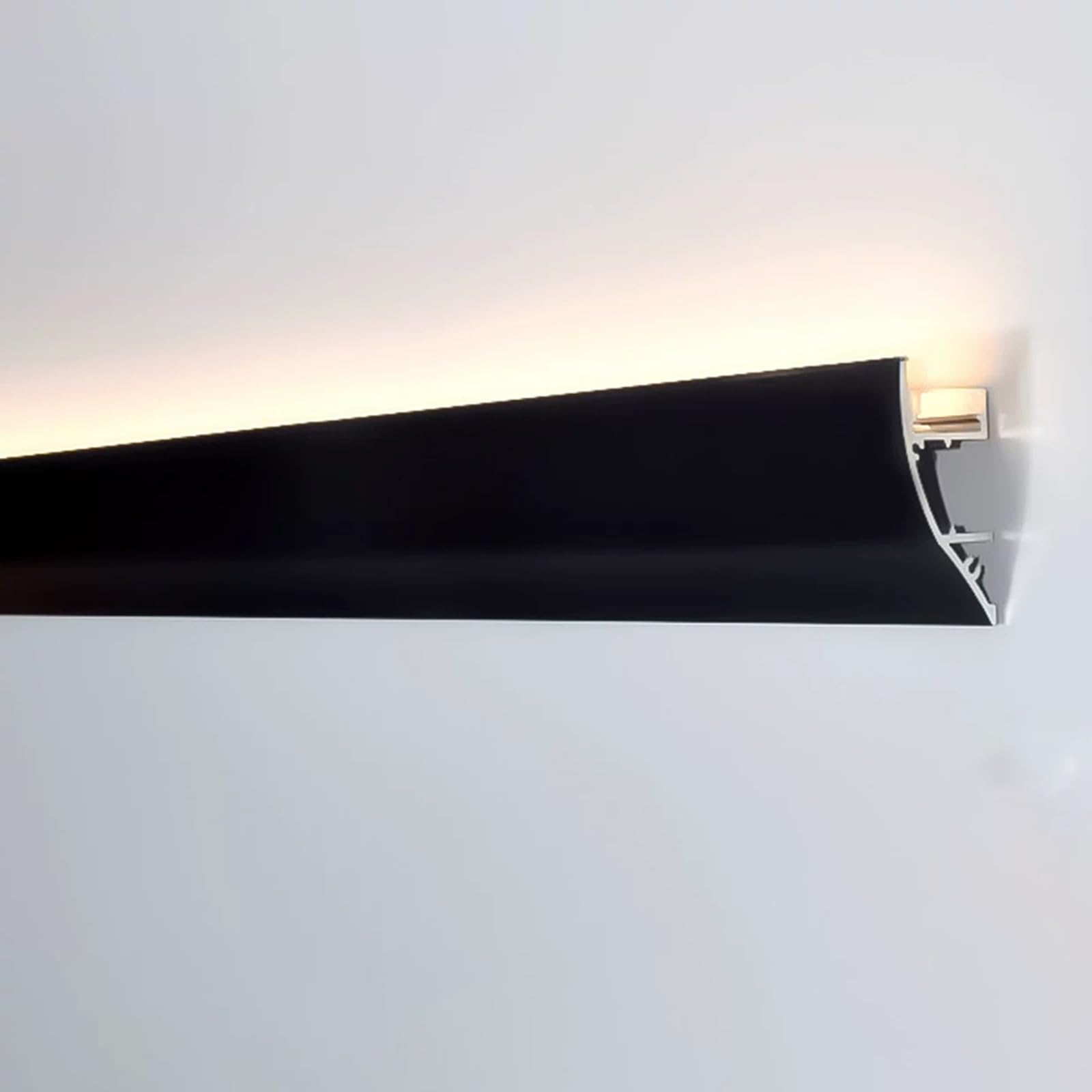 Koryto oświetleniowe LED Listwa LED do montażu na suficie/ścianie, biała/biała aluminiowa listwa LED do zastosowań wewnętrznych/zewnętrznych, do sypialni/salonu/gabinetu(Black,70m/230ft)