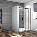 Box Doccia Porta Per Nicchia Scorrevole Vetro 8mm Temperato Trasparente Anticalcare Telai In Alluminio Nero Opaco 120x200cm