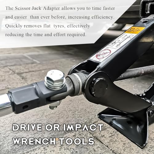 Image of Scissor Jack Adapter, Scissor Jack Drill Adapter for 1 /2 inch Drive Impact Wrench or 13 /16 inch Lug Wrench, Power Drill Scissor Jack Connector for Car RV Trailer, Car Accessories