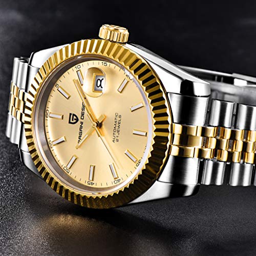 Pagani Design 1645 Herren-Automatikuhren, NH35-Uhrwerk, Edelstahlband, 100 m wasserdicht, selbstaufziehend, Armbanduhr – Bild 3