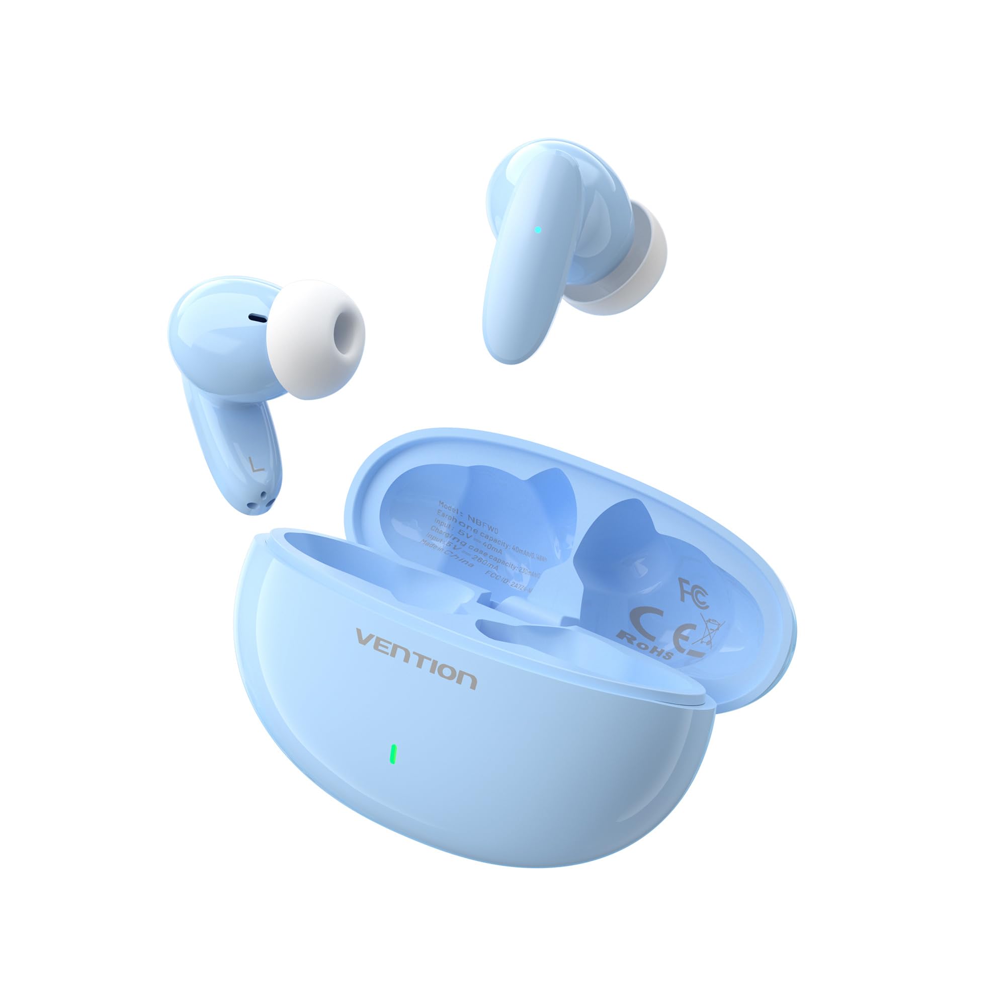 VENTION TWS True Wireless Auriculares Inalámbricos In-Ear con micrófono Integrado Bluetooth 5.3 Sonido HiFi y Toque Inteligente, Incluye Estuche de Carga y Micrófono Integrado para iOS Android Azul