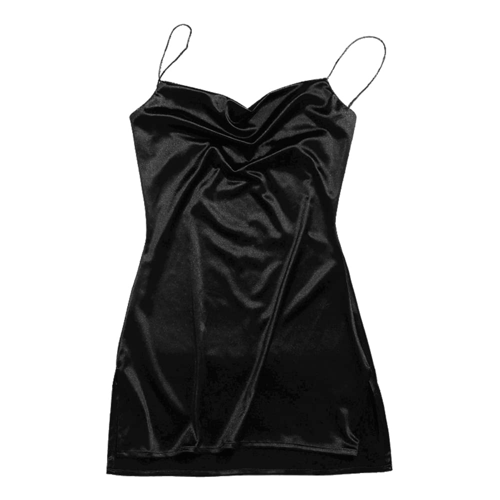 Zaful Womens Satin Sleeveless Spaghetti Strap Mini Dress Sexy Slip