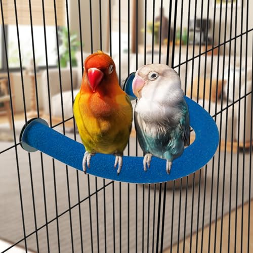 Image of Rypet Parrot Perch Rough-surfaced - Quartz Sands Bird Cage Perches for Small Parakeets Cockatiels, Conures, Macaws, Parrots, Love Birds, Finches Cages Toy, U Shape