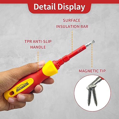 Insulated Screwdriver, HOUSERAN 26 Pcs Screwdriver Set, Magnetic Tip Electrician Tools Kit with Case - Image 2
