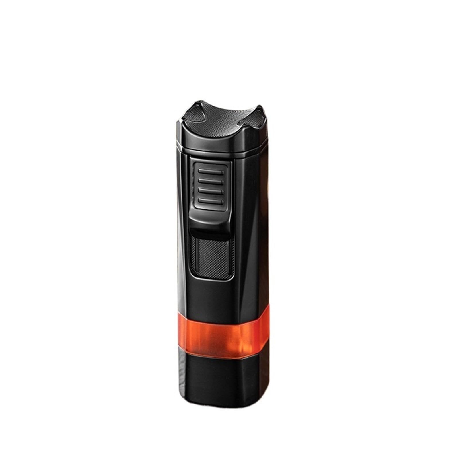 Briquet Jet Flamme Rechargeable avec 4 Flammes Design Coupe-Vent pour Homme et Femme Idéal pour Extérieur (gaz non inclus)