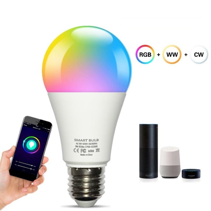 Fengyan Żarówki Domowe 10 sztuk/partia AC85-265V WiFi Inteligentna żarówka Sterowanie głosowe RGBCW Ściemniania E27 10 W/12 W/15 W/18 W Inteligentne Życie Żarówka ( Kolor : WIFI RGB+CW+WW , Rozmiar :