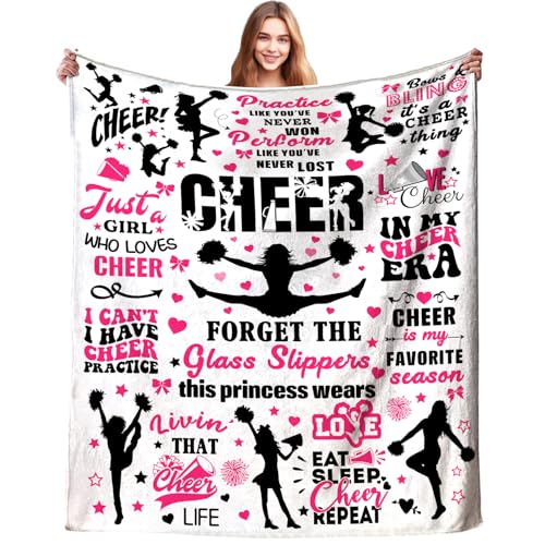 Cheerleader Gifts Blanket for Girls Women Cheer Blanket Soft Cozy Flannel Throw Blanket Cheerleading Gifts for Cheer Lovers Cheerleaders Team Stuff 50X40