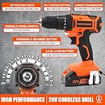 COMOWARE 20V Cordless Drill Set Combo Kit,120 Pcs Tool Kit for Home, Household Tool Sets for Men, Basic Tool Kit with Power Drill, Tool Set with Drill for Garden Office Home Repair - Image 3