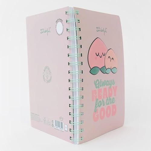 Mr. Wonderful - A5-Notizbuch 3D Pfirsich - Spiralbindung - Always ready for the good - 160 weiße Seiten