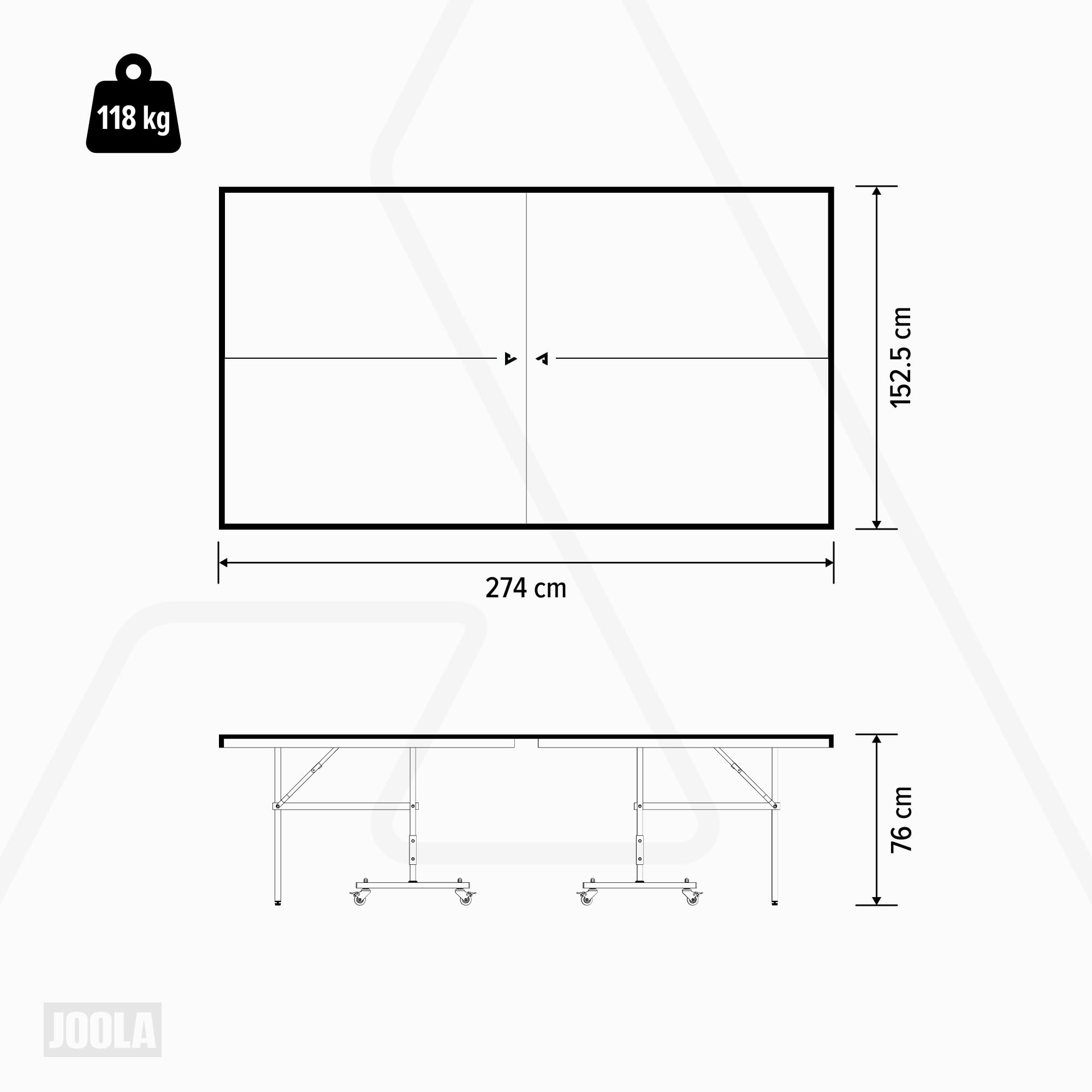 JOOLA J500X Zewnętrzny stół do tenisa stołowego, profesjonalny stół do tenisa stołowego, 12 mm, odporny na warunki atmosferyczne, składany, niebieski, 274 x 152,5 x 76 cm