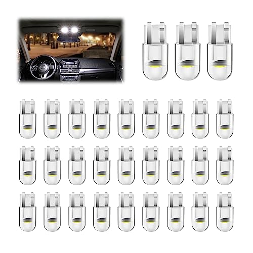 30 Piezas Bombillas LED para Auto 194 6000K T10 Blanco