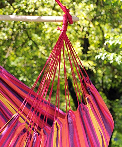 AMAZONAS Hängesessel wetterfest UV-beständig Relax Vulcano mit Querstab aus Holz 85 cm bis 120 kg buntgestreift - 7