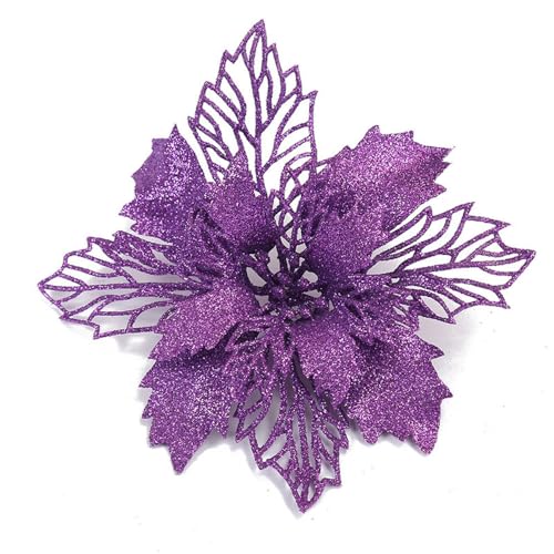 Whakano 20 Stück Weihnachten Glitzer Weihnachtsstern Blumen mit...
