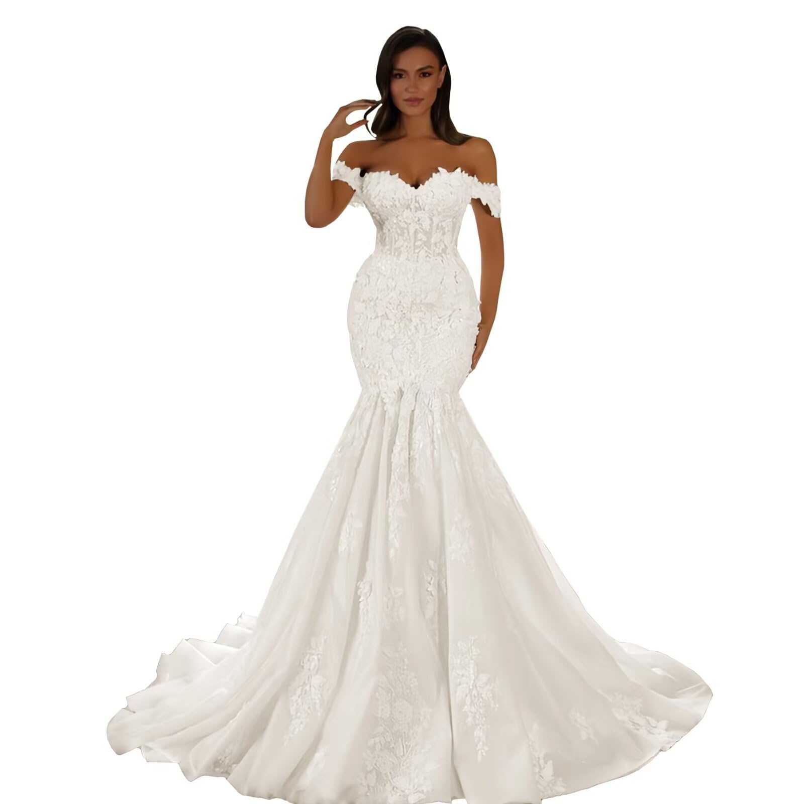 Zeeyecie Off Shoulder Mermaid Wedding Dress