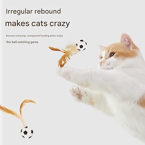 Miniatura 4 de Juego de juguetes interactivos de bolas de plumas para gatos, cola hinchable, bolas rebotantes para gatos, pelota inflable de plumas para gatos