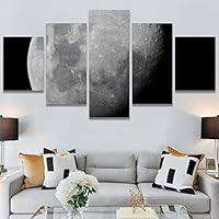 SIGNWIN 5 Panel Canvas Wall Art Aerial Astronomy & Space Expressive Global Moon Multicolor Photography Realism Warm for Home Decorations Ready to Hang - 60
