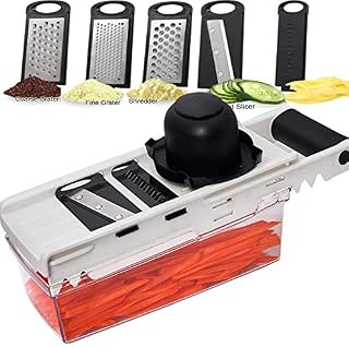LHS Mandoline Slicer - 5 in 1 Veggie Slicer Dicer Cutter Shredder