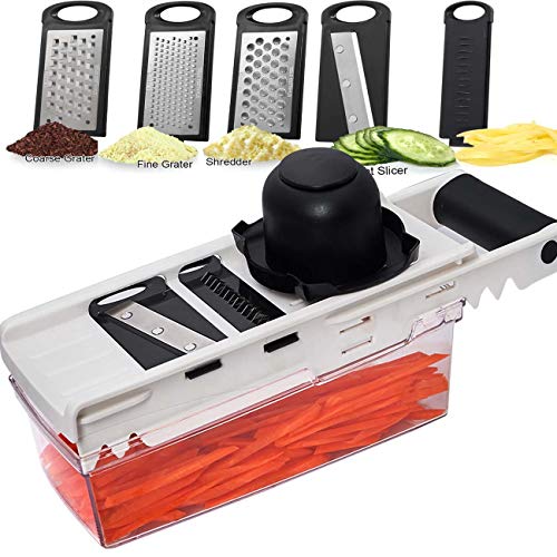 LHS Mandoline Slicer - 5 in 1 Veggie Slicer Dicer Cutter Shredder