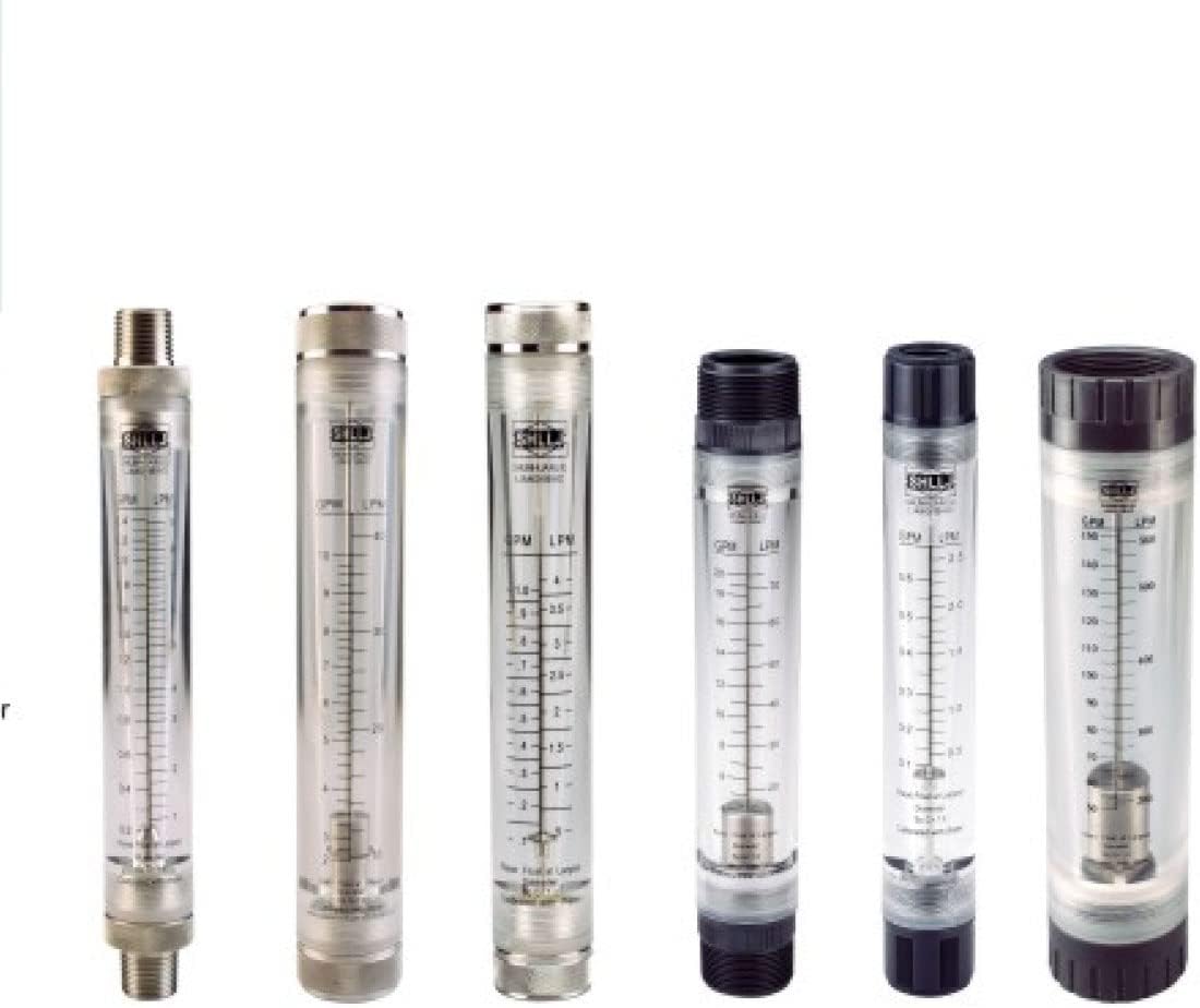 LZM-40G Series Acrylic Tube Type rotameter Industry Flow Meter (10-100GPM / 50-350LPM for Liquid, Female 1-1/2"BSP ABS Fitting)