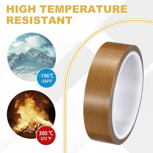 Image of PATIKIL High Temperature PTFE Tape 1 Inch x 33 Feet, PTFE Coated Fiberglass Adhesive Tape for Vacuum Sealer Machines Hand-Impulse Sealers Insulation, Brown