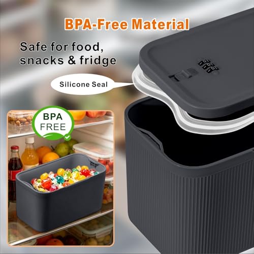 Image of Small Medication Lock Box with Combination Code, Lockable Storage Box for Pills /Snacks /First Aid Kits, Phone /Personal Items, Secure Container for Home /Fridge /Office /Travel- Reusable (Gray)