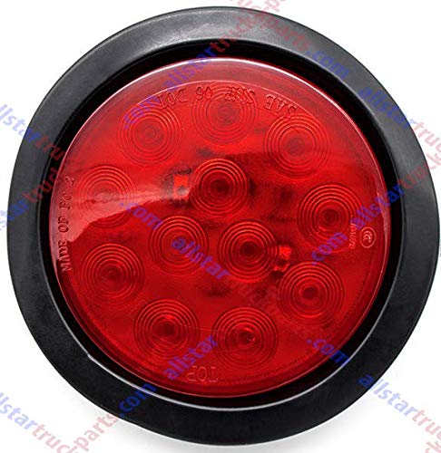 [ALL STAR TRUCK PARTS] 4\" Inch White and Red 12 LED Round Stop/Turn/Tail/Reverse/Backup Trailer Light Kit with 3 wire Pigtail Plug & Grommet (Qty 2 Red + Qty 2 White) (Mix, 4 Red + 2 White) - Thumbnail 2