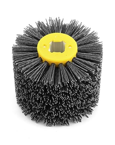 Image of QWORK Nylon Wheel Brush 80Grit, Abrasive Nylon Drawing Wheel, Polish Grinder Brush, Burnishing Polishing Brush, 120X100X19mm