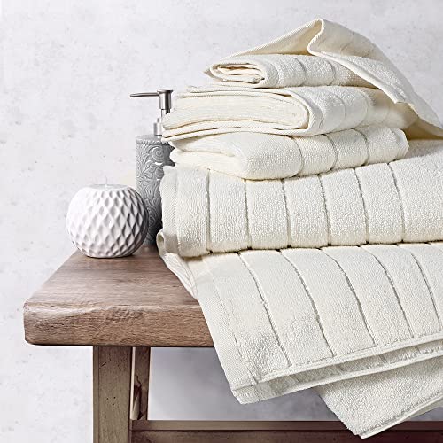Image of Anne Klein 6-Piece Reverie Towel Set, 2 Bath Towels, 2 Hand Towels, 2 Wash Cloths, 100% Cotton, White