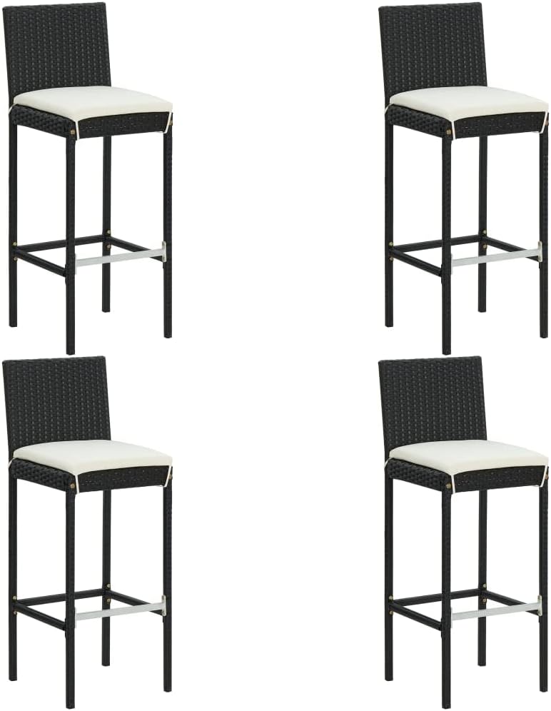 Garden Bar Set Black, Outdoor Furniture, Stylish Table for Patio, Powder-Coated Steel Footrest, Seating Conversation, Modern Chairs, Lounge Sets