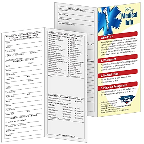 Storesmart - Vial Of Life Medical Info Pocket - Magnetic Back - 10-Pack - For Refrigerator, Locker, Filing Cabinets - Vhtsm-10 #TOP2