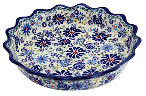 Polish Pottery Quiche/Scalloped Pie Dish From Zaklady Ceramiczne Boleslawiec Diameter: 9.75