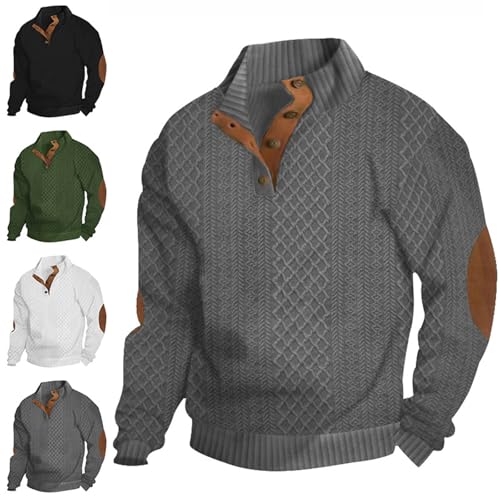 Dudlle Men's Outdoor Casual Stand Cashmere Button Long Sleeve Sweater