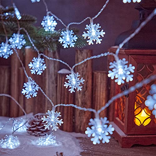 Waterglide 2 Pack Christmas Snowflakes Lights, 50Led 24Ft Outdoor Xmas Decorative String Lights, 8 Lighting Modes & Timer, Battery Operated Waterproof For Bedroom Party Garden Home Decor, Cool White #TOP3