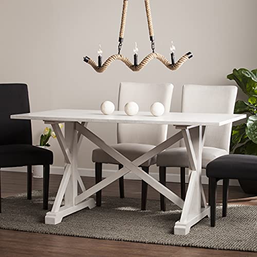 SEI-FURNITURE-Cardwell-Rectangular-Dining-Table-Farmhouse-Style-w-Distressed-White-Wood-Grain-Chic-Design SEI FURNITURE Cardwell Rectangular Dining Table Farmhouse Style w Distressed White Wood Grain Chic Design