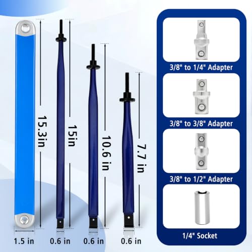 Image of UPGRADED Offset Extension Wrench Set & 3 Different Lengths Extension Clamps | Versatile Vise Grip with 1 /2 inch, 1 /4 inch, 3 /8 inch Drive Adapters, Universal Ratchet Extensions for Tight Spaces