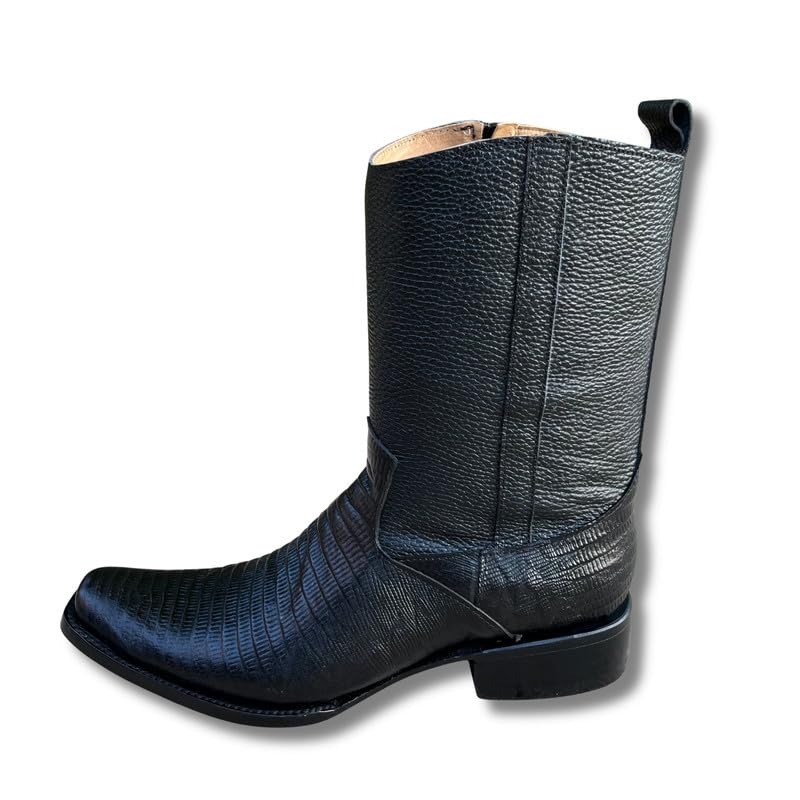 Image of Men's Alex Exotic Caiman Python Western Cowboy Boots Square Toe Pull On Tall Shaft bota de vaquero para hombre