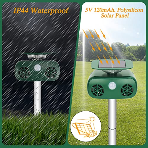 image for W.TUGON 2022 Solar Rechargeable Ultrasonic Animal Repeller, Waterproof