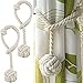 CHBOP 2 Stück Vorhang Zugband Gardine Gardinenhalter Vorhanghalter Raffhalter Holdback Gebinde Tie Band Tiebacks Handstricken Schnalle Baumwoll Seil mit Ball