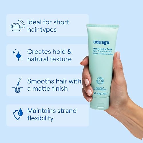 Miniatura 2 de AQUAGE Pasta transformadora, texturizador de sujeción ultra firme, combina la flexibilidad de una cera con el agarre de la laca para el cabello, 4