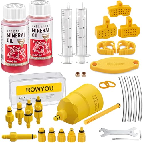 Brake Bleed Kit for SHIMANO, TEKTRO, TRP Hydraulic Disc Brakes, Brake Fluid Bleeder Kit for MTB/Road Bike Brake, with Performance Mineral Oil Brake Fluid 120ml/4oz, Professional Brake Bleed Kit