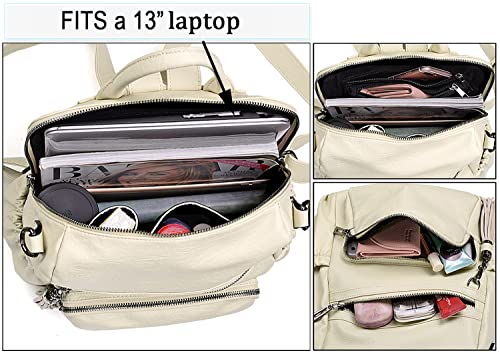 Image of UTO Women Backpack Purse Leather Vegan Ladies Fashion Designer Rucksack Convertible Travel Shoulder Bag with Tassel
