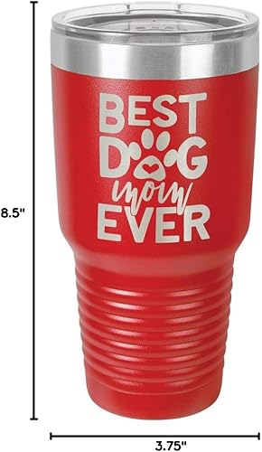 Miniatura 9 de BEST DOG MOM EVER RED Vaso de bebida de 30 oz con pajita  Taza de viaje grabada con láser con citas divertidas  Comparar con Yeti Rambler  Idea de
