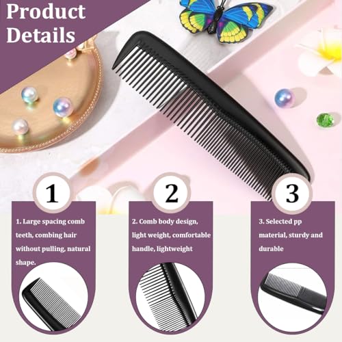 4PCS Hair Comb Portable Pocket Plastic Hair Combs Fine and Standard Tooth Combs Black Mens Combs for Women Men Hairdressing Barber Hair Care Tool - Image 4